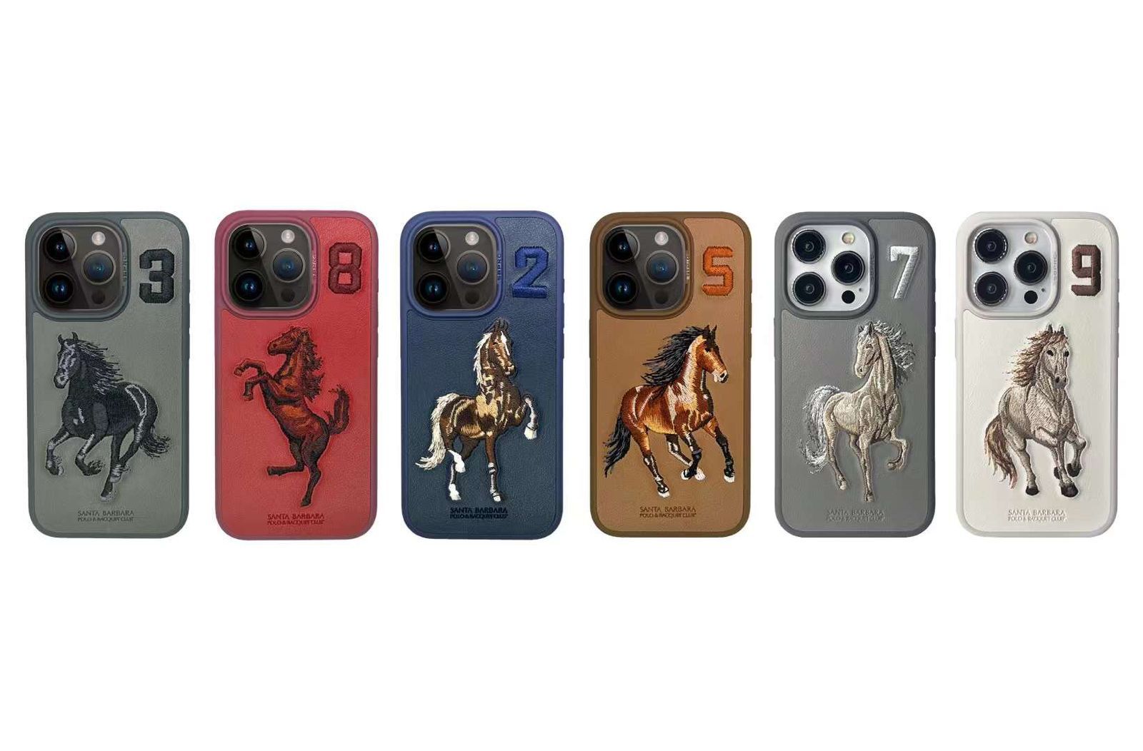 iPhone 14 Plus Boris Series Santa Barbara Polo Racquet Club leather Case - Beige
